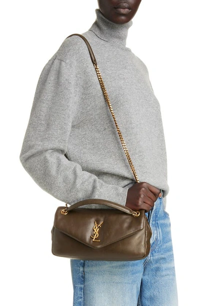 Shop Saint Laurent Calypso Lambskin Leather Shoulder Bag In Light Musk