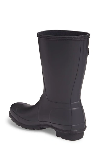 Hunter Original Short Adjustable Back Gloss Waterproof Rain Boot In Dark Slate