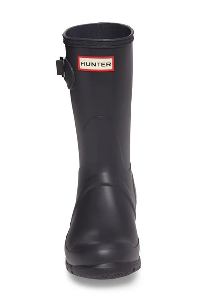 Hunter Original Short Adjustable Back Gloss Waterproof Rain Boot In Dark Slate