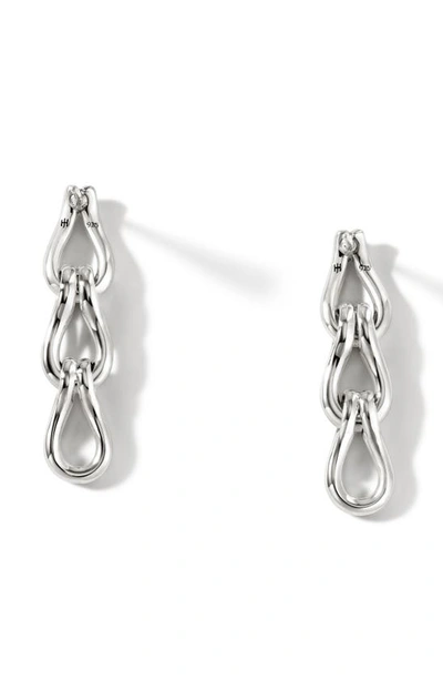 Shop John Hardy Surf Pavé Diamond Link Drop Earrings In Silver