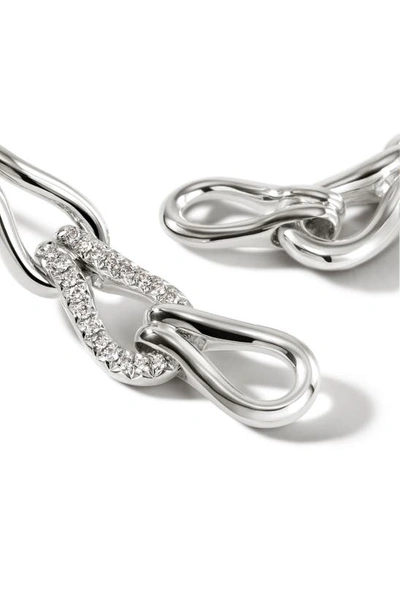Shop John Hardy Surf Pavé Diamond Link Drop Earrings In Silver