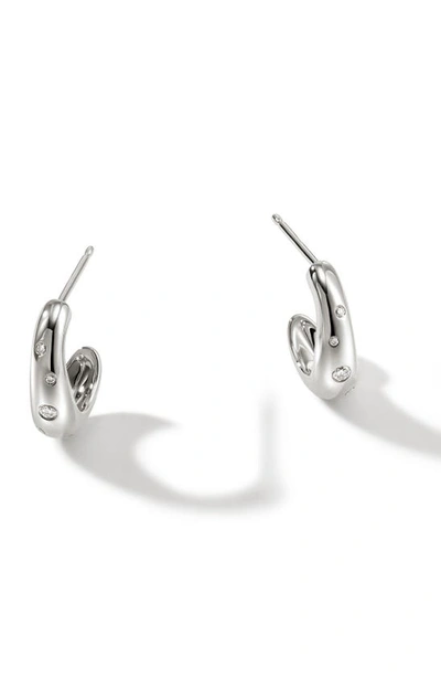John Hardy Women's Surf Sterling Silver & 0.12 Tcw Diamond Small Wavy Hoop Earrings In Silver
