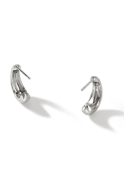 Shop John Hardy Small Surf Pavé Diamond J Hoop Earrings In Silver