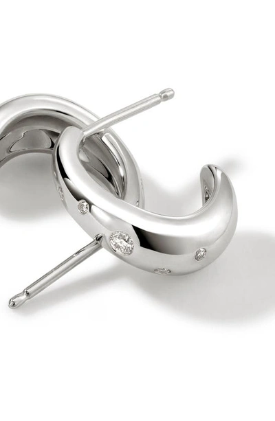 John Hardy Women's Surf Sterling Silver & 0.12 Tcw Diamond Small Wavy Hoop Earrings In Silver