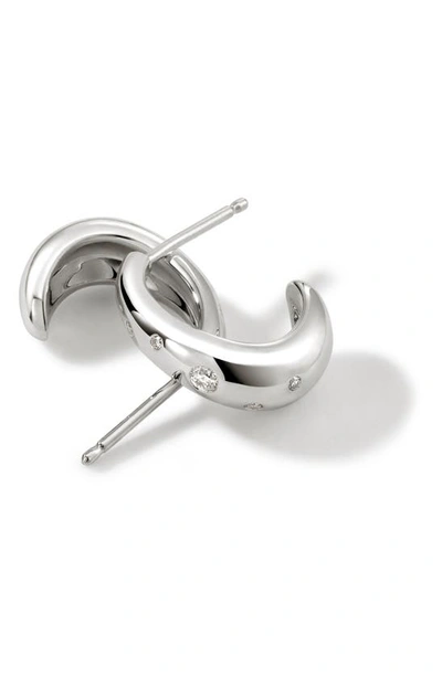 John Hardy Women's Surf Sterling Silver & 0.12 Tcw Diamond Small Wavy Hoop Earrings In Silver
