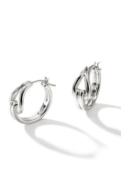 John Hardy Sterling Silver Surf Polished Hoop Earrings In Silver