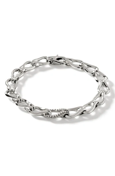 Shop John Hardy Surf Pavé Diamond Link Bracelet In Silver