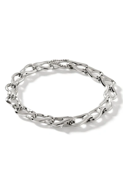 Shop John Hardy Surf Pavé Diamond Link Bracelet In Silver