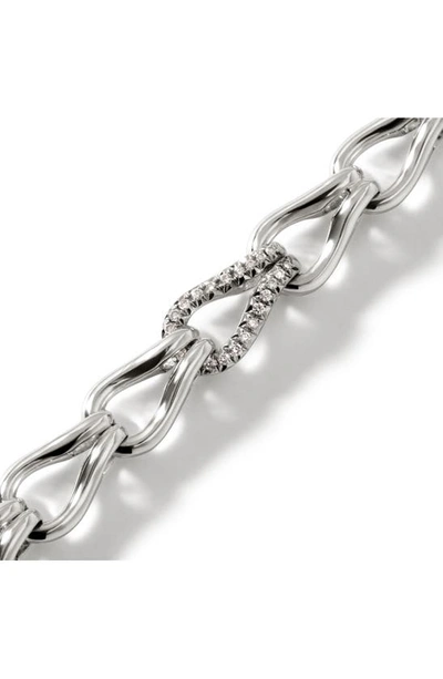 Shop John Hardy Surf Pavé Diamond Link Bracelet In Silver