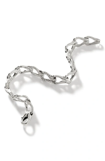 Shop John Hardy Surf Pavé Diamond Link Bracelet In Silver