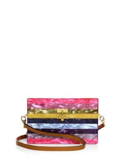 Edie Parker Small Striped Trunk Bag In Pink-multi