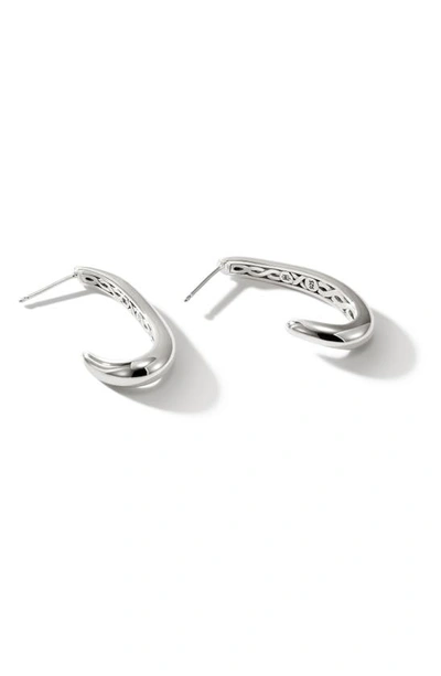 Shop John Hardy Medium Surf J Hoop Earrings In Silver