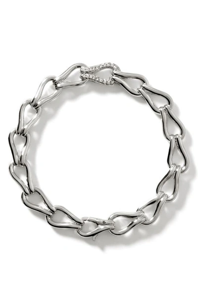 Shop John Hardy Surf Pavé Diamond Link Bracelet In Silver