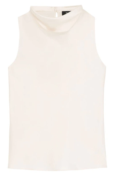 Theory Roll Neck Recycled Polyester Halter Top In Ivory