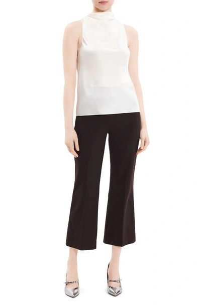 Theory Roll Neck Recycled Polyester Halter Top In Ivory
