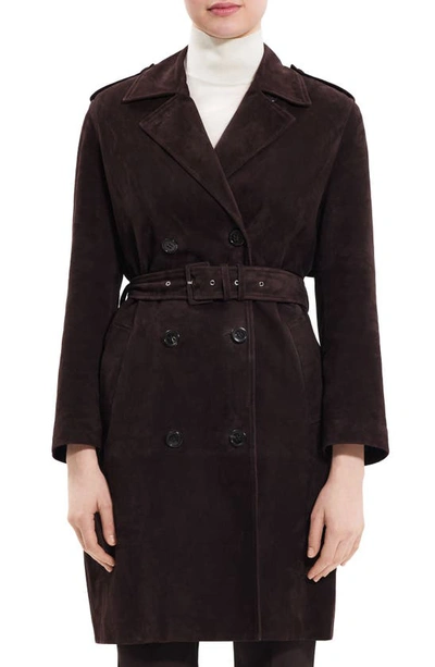 Shop Theory Suede Trench Coat In Mink - D2d