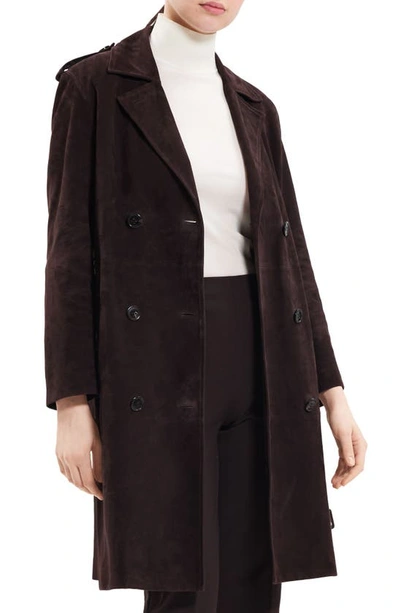 Shop Theory Suede Trench Coat In Mink - D2d