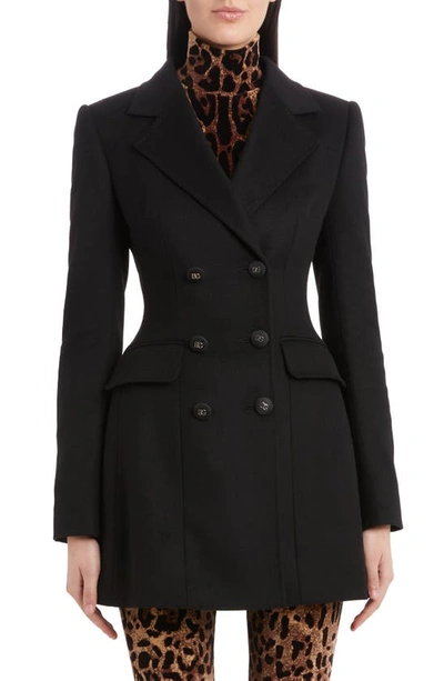 Dolce & Gabbana Double-breasted Wool-cashmere Blazer In Black