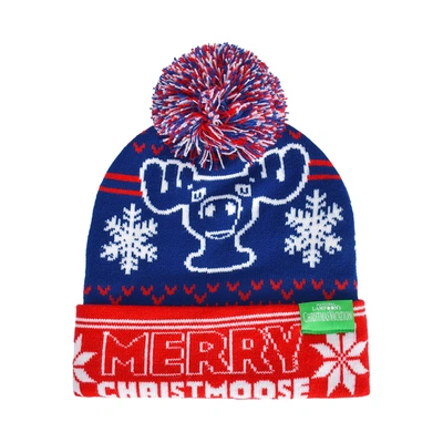 Concept One Merry Christmoose Ugly Sweater Pom Beanie In Blue