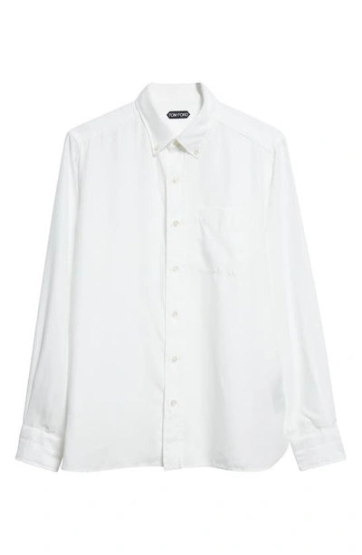 Shop Tom Ford Slim Fit Lyocell Button-down Shirt In Chalk