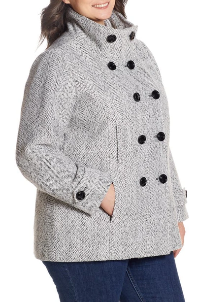 Gallery Double Breasted Peacoat In Black/ White