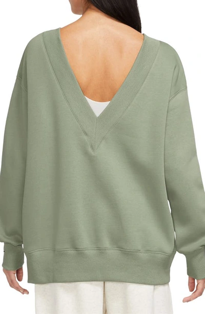 Shop Nike Phoenix Oversize Fleece Sweatshirt In Oil Green/ Black