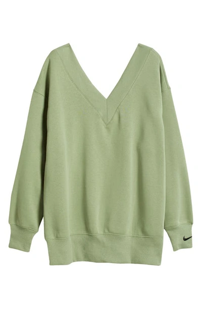 Shop Nike Phoenix Oversize Fleece Sweatshirt In Oil Green/ Black