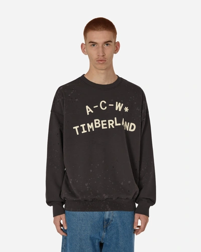 Shop Timberland A-cold-wall* Back Tree Print Crewneck Sweatshirt Dark In Grey
