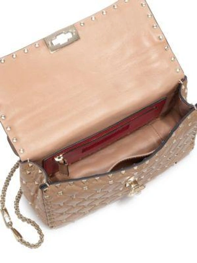 Shop Valentino Rockstud Medium Quilted Leather Chain Shoulder Bag In Antique Rose