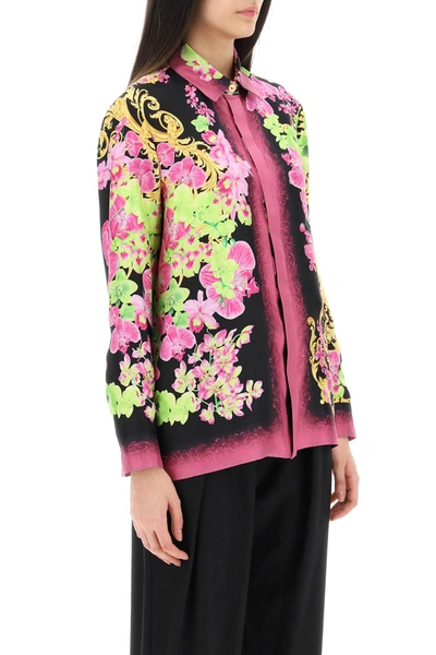 Shop Versace 'medusa Orchid' Silk Shirt