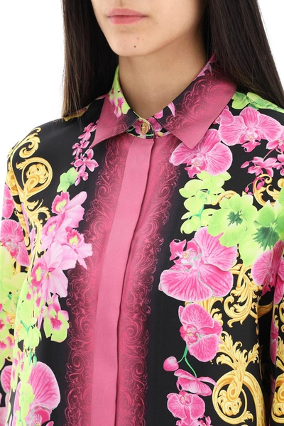 Shop Versace 'medusa Orchid' Silk Shirt