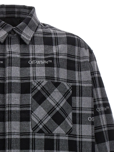 Shop Off-white Check Flannel Padded Casual Jackets, Parka Gray