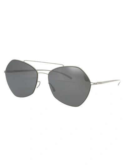 Shop Mykita Sunglasses In 278 E11 Light Grey Mirror Black