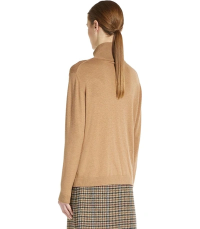 Shop Weekend Max Mara Kiku Camel Turtleneck Jumper In Beige