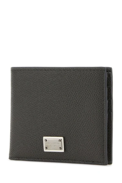 Shop Dolce & Gabbana Man Dove Grey Leather Wallet In Gray