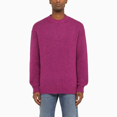 Shop Roberto Collina Alpaca Blend Knitted Crewneck Sweater In Purple