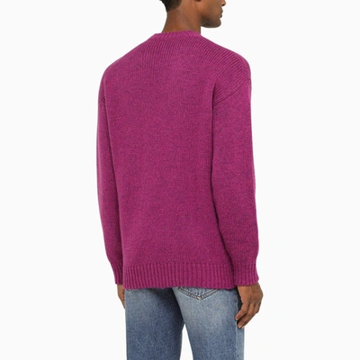 Shop Roberto Collina Alpaca Blend Knitted Crewneck Sweater In Purple