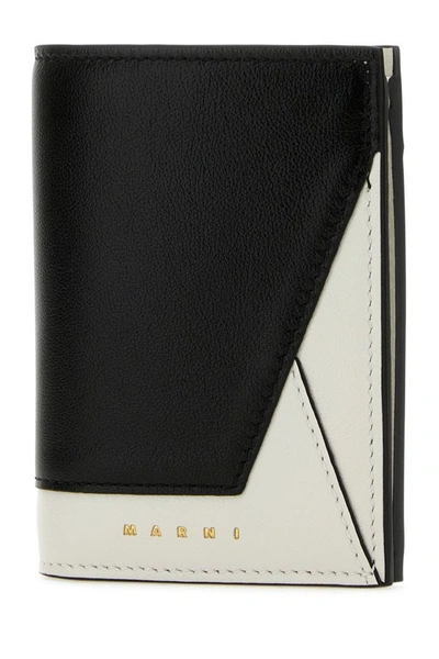 Shop Marni Woman Two-tone Leather Wallet In Multicolor
