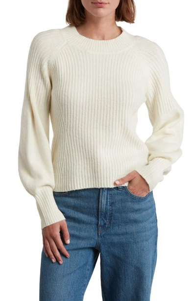 By Design Rose Rib Stitch Crewneck Sweater In Winter White | ModeSens