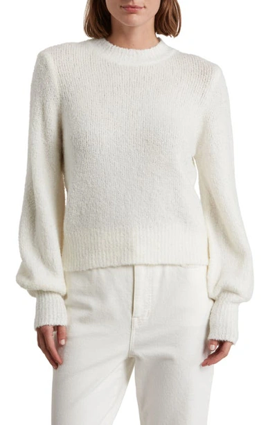 Shop By Design Jane Crop Balloon Sleeve Sweater In Winter White