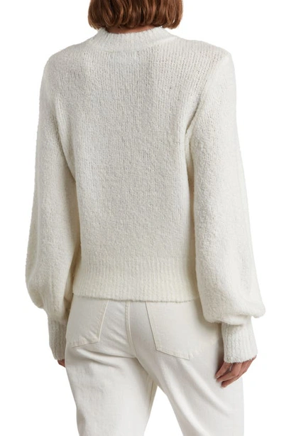 Shop By Design Jane Crop Balloon Sleeve Sweater In Winter White