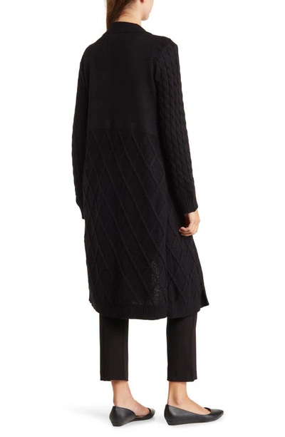 Shop By Design Abigail Cable Knit Long Cardigan In Black