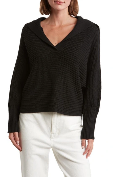 Shop By Design Miley Johnny Collar Pullover Sweater In Black