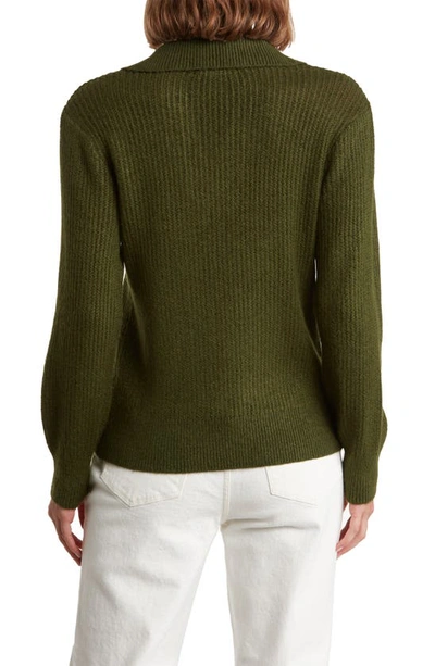 Shop By Design Miley Johnny Collar Pullover Sweater In Rifle Green