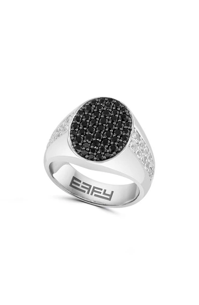Shop Effy Sterling Silver White Sapphire & Black Spinel Signet Ring