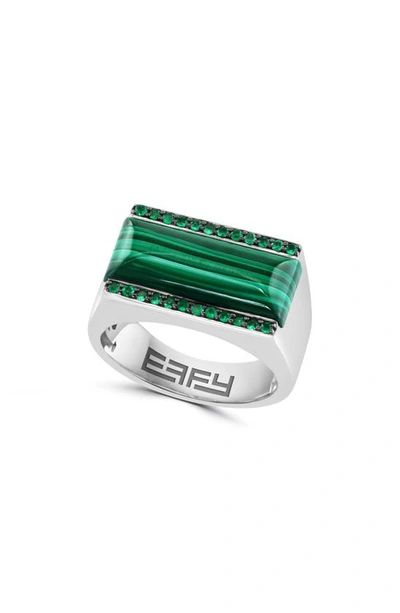 Shop Effy Sterling Silver Malachite & Emerald Ring In Green