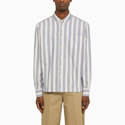 Shop Forét | Striped Button-down Shirt In Light Blue