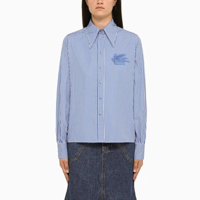 Shop Etro | Blue Striped Poplin Shirt