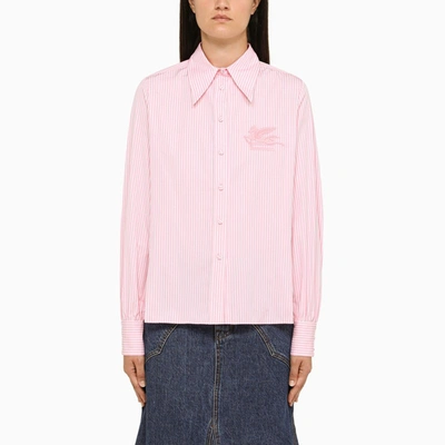 Shop Etro | Pink Striped Poplin Shirt