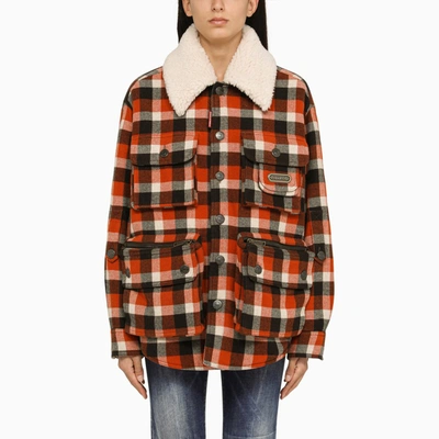 Shop Dsquared2 | Check Pattern Jacket In Wool In Multicolor